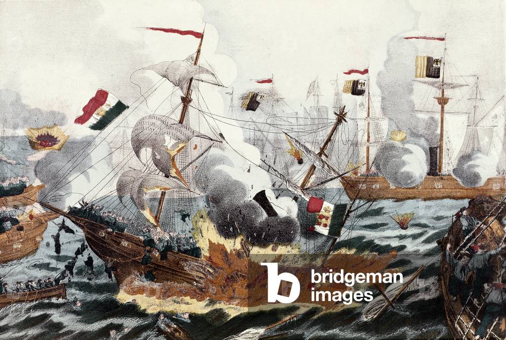 Battle of Lissa, July 20, 1866 (engraving, 19th century)
