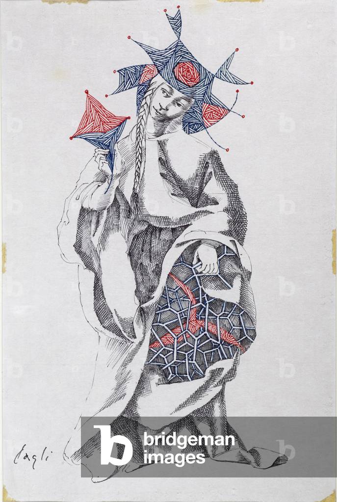 Praise of folly, 1964 (coloured ink on rice paper)