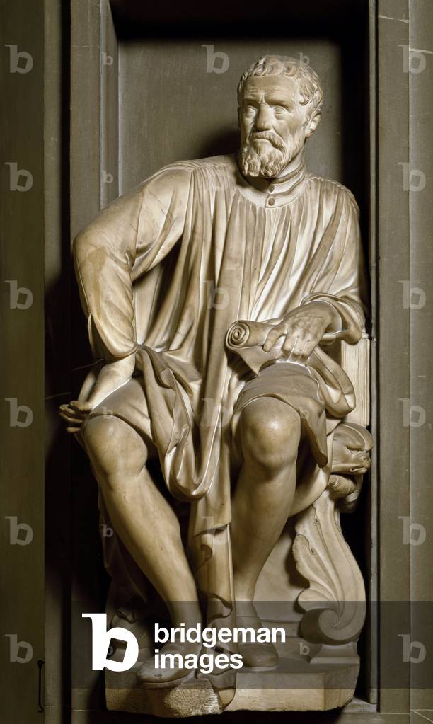 Portrait of the sculptor, painter and architect Michelangelo Buonarroti dit Michelangelo, 1635 (marble)