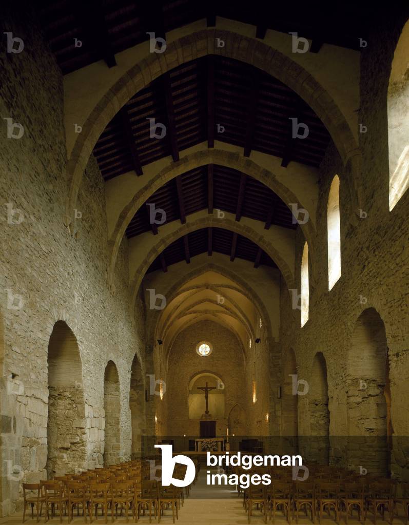 View of the nave of the church of the Abbey, 975 (photography)