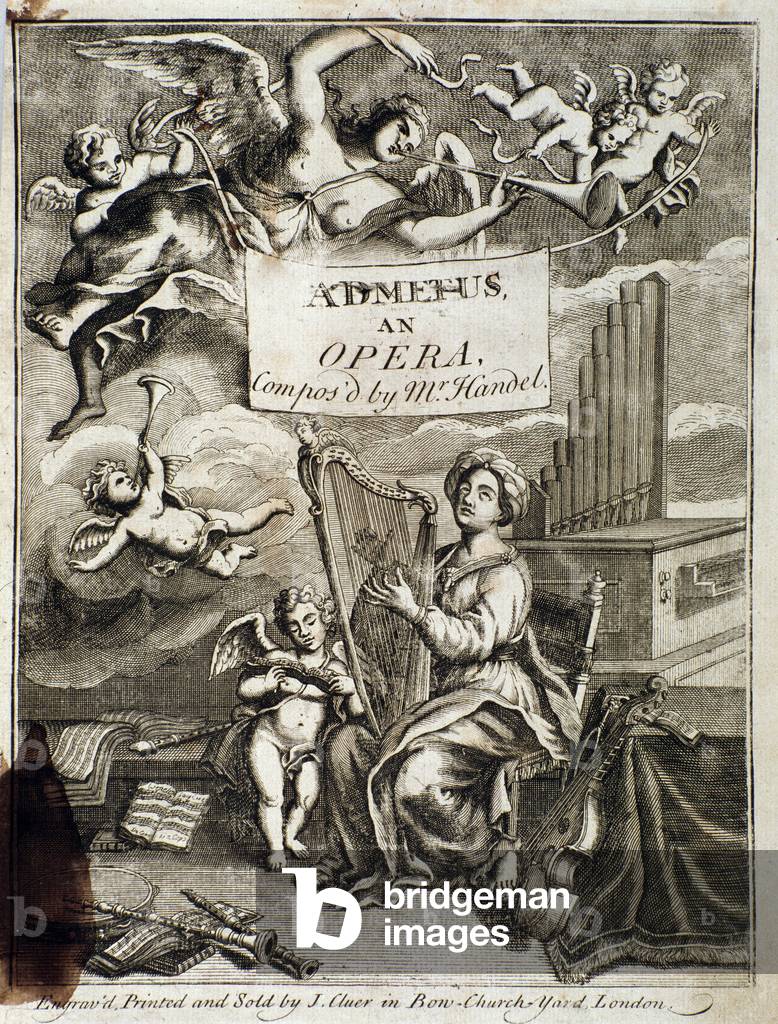 Front page of Admetus, opera by G. F. Handel, 18th century (engraving)