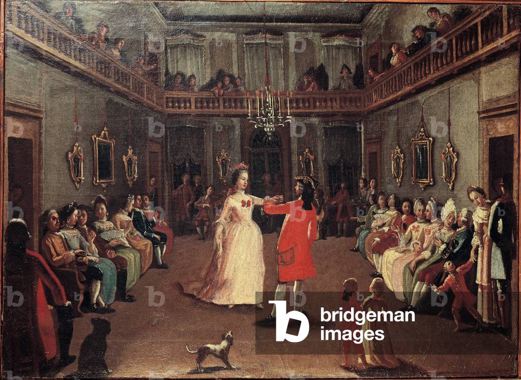 Apertura della palla - L'apertura della palla. Dipinto della scuola di Pietro Longhi (1702-1785), XVIII secolo