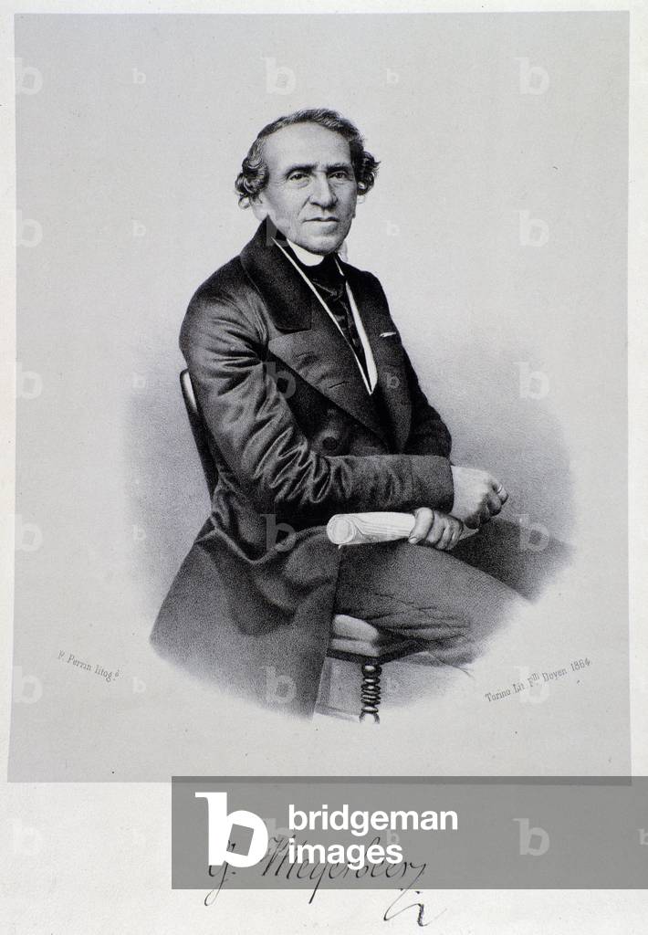 Portrait of Giacomo Meyerbeer, 19th century (engraving)