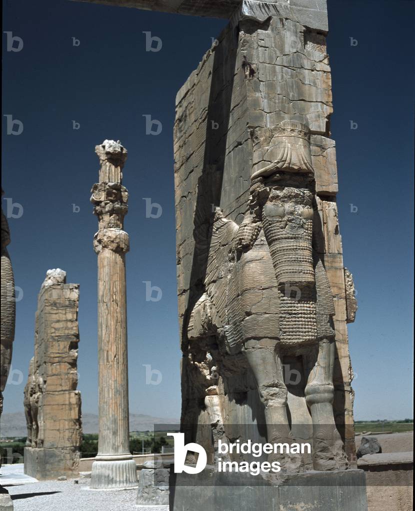 Column with a winged and beared creature, 6th century BC