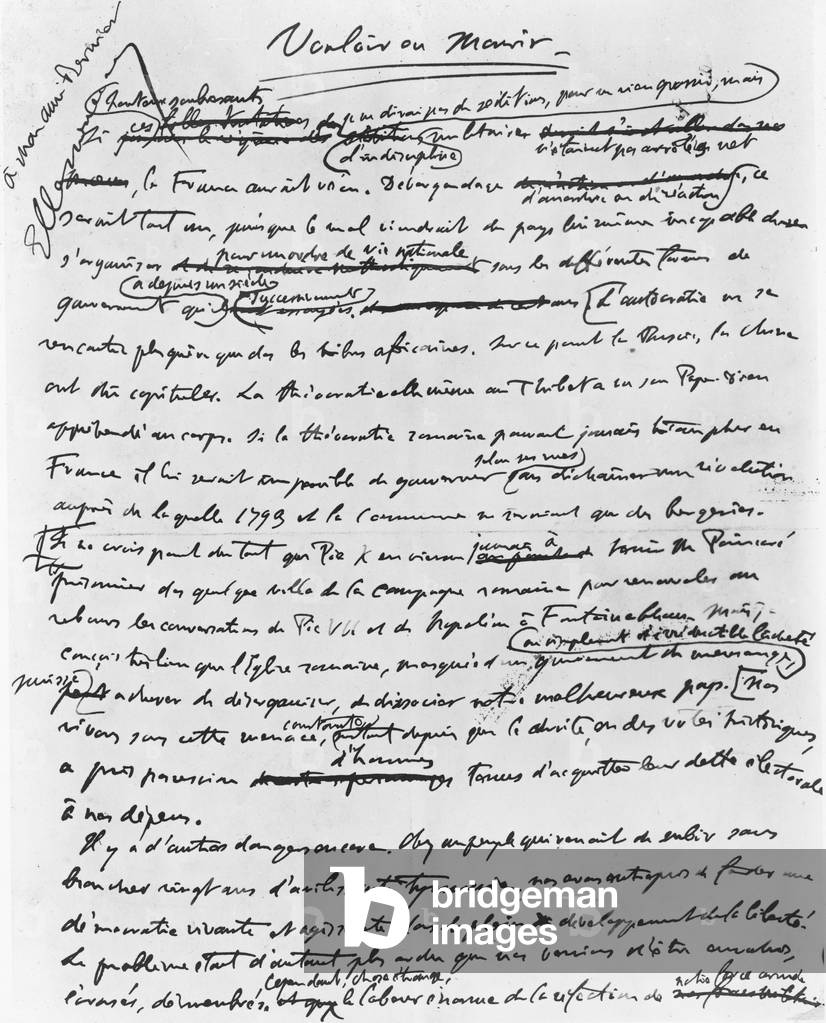 'Vouloir ou Mourir', extract from an article for 'L'Homme Libre' by Georges Clemenceau (litho)