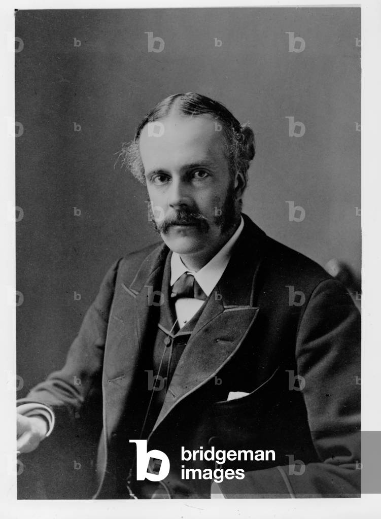 Portrait of Arthur-James Balfour (1848-1930) (black and white photograph)