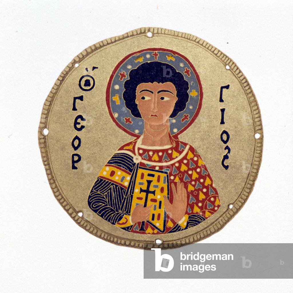 Saint George - in “History and monuments of Byzantine enamels”” by N. Kondakow. Chromolithography 1892.