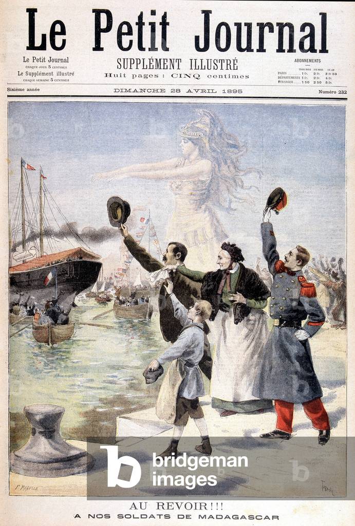 Goodbye to our soldiers from Madagascar: departure of the French expedition for Madagascar - in “” Le Petité Journal”” of 28/04/1895