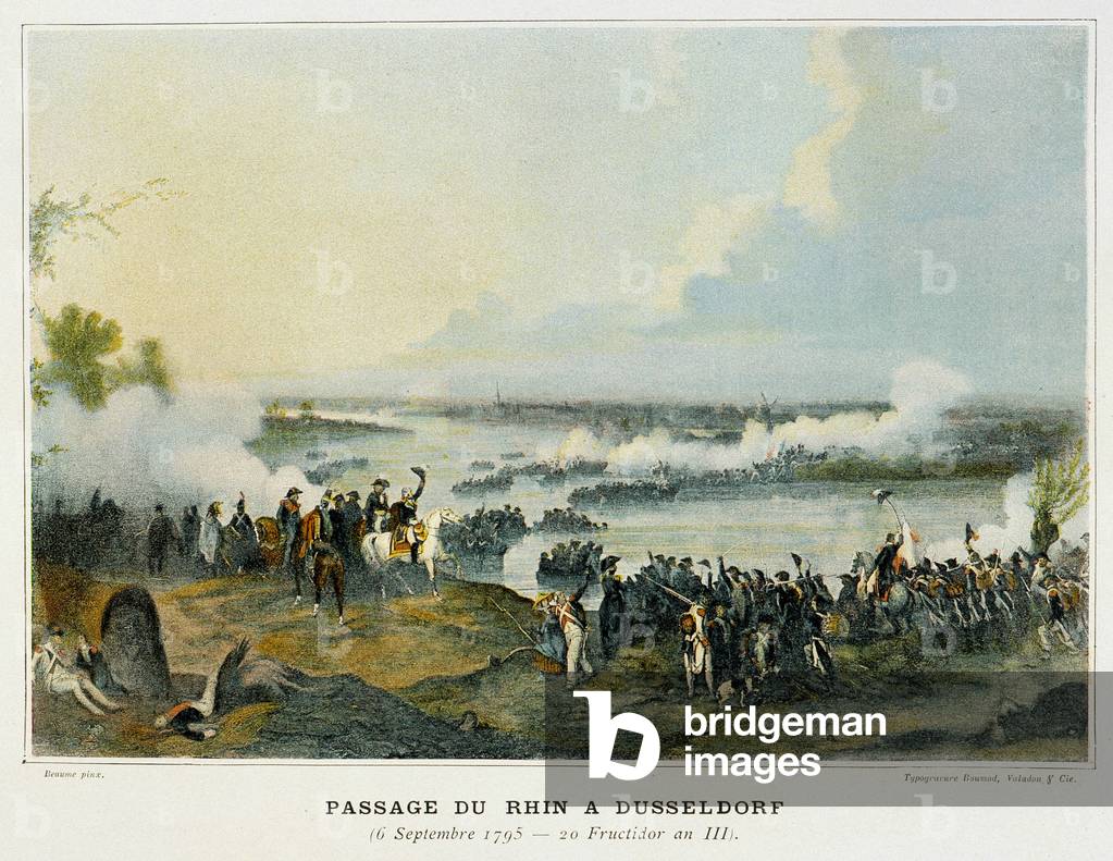 The passage of the Rhine to Dusseldorf by the Napoleonic troops on September 6, 1795.
