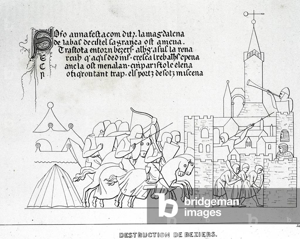 Destruction of Béziers, 1209 in “” Histoire générale de Languedoc”, Alexandre du Mège, Toulouse 1842