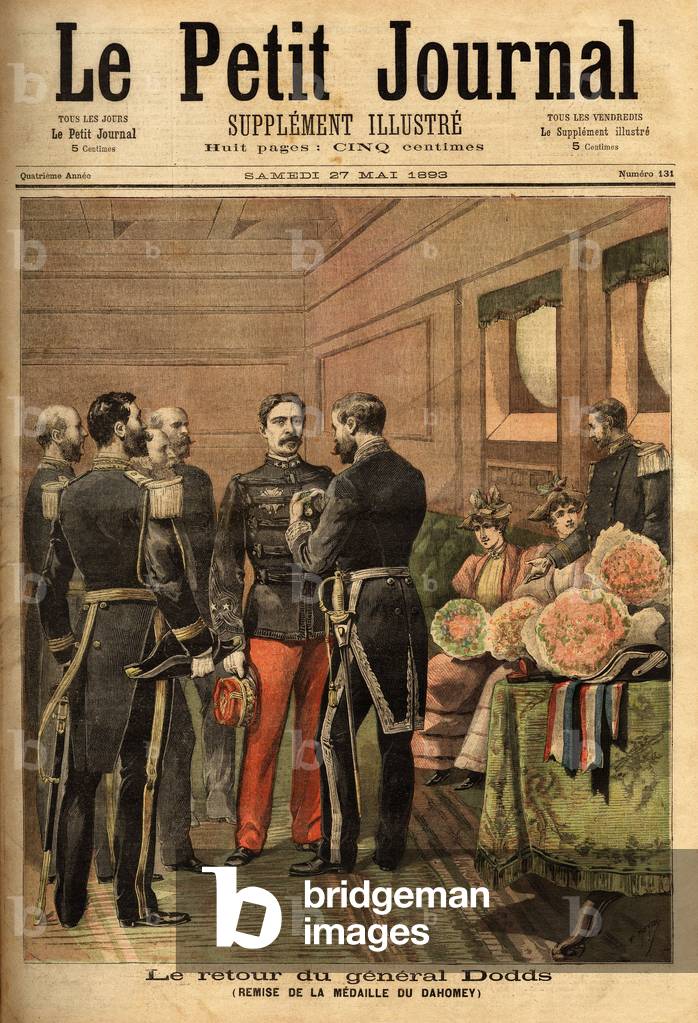 General Alfred Dodds (1842-1922), after having distinguished himself during missions to Indochina and pacifying Senegal, he led the Dahomey campaign and received the Dahomey medal, presented by the Commissioner General of the Navy Hanes. Selva's collection.