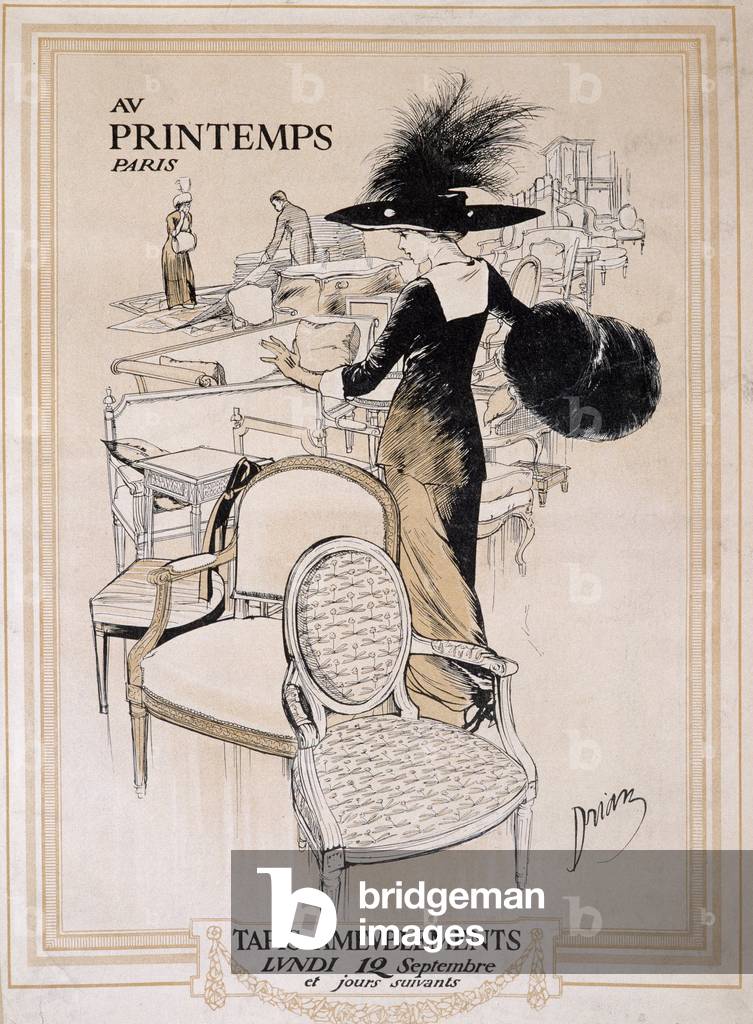 Au Printemps Paris: Carpet - furniture Monday 12 September and following days. sd. around 1910