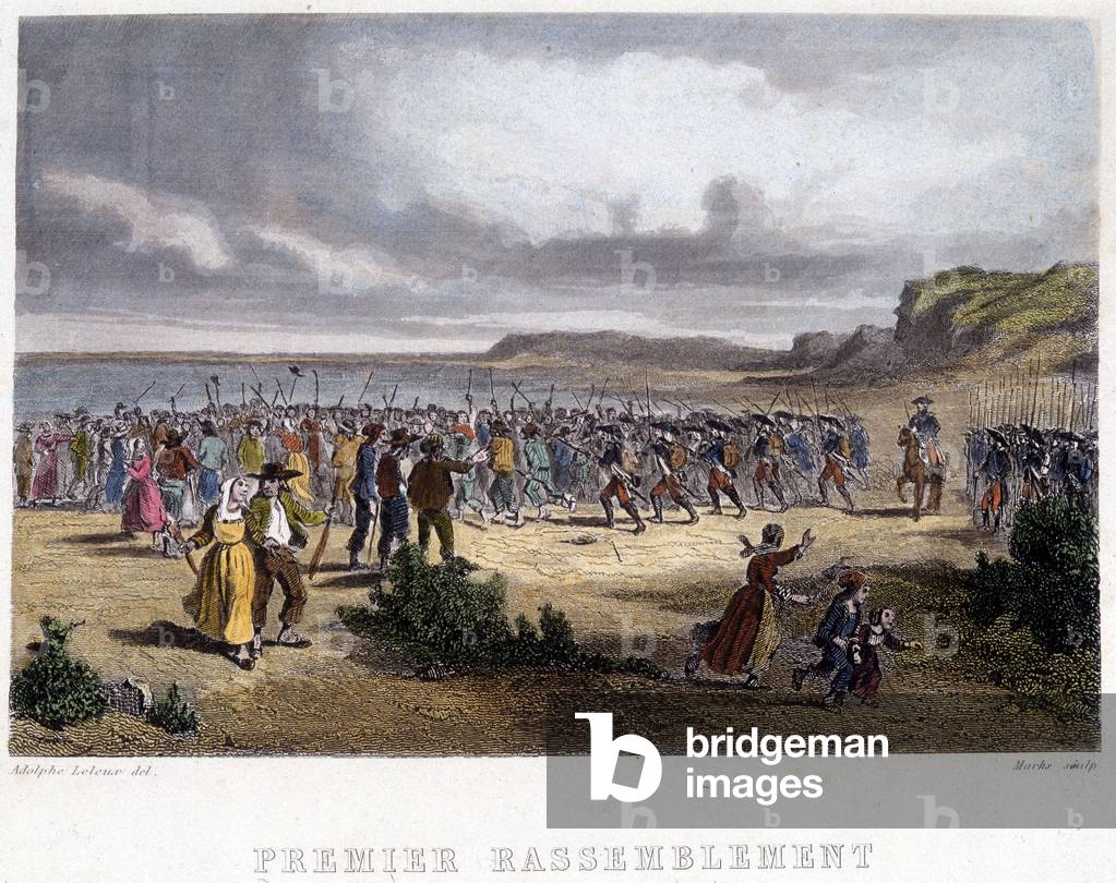 First gathering of the vendeans - engraving, 19th century.