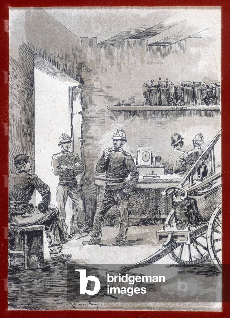 Firefighters in a barracks: town post - n.d