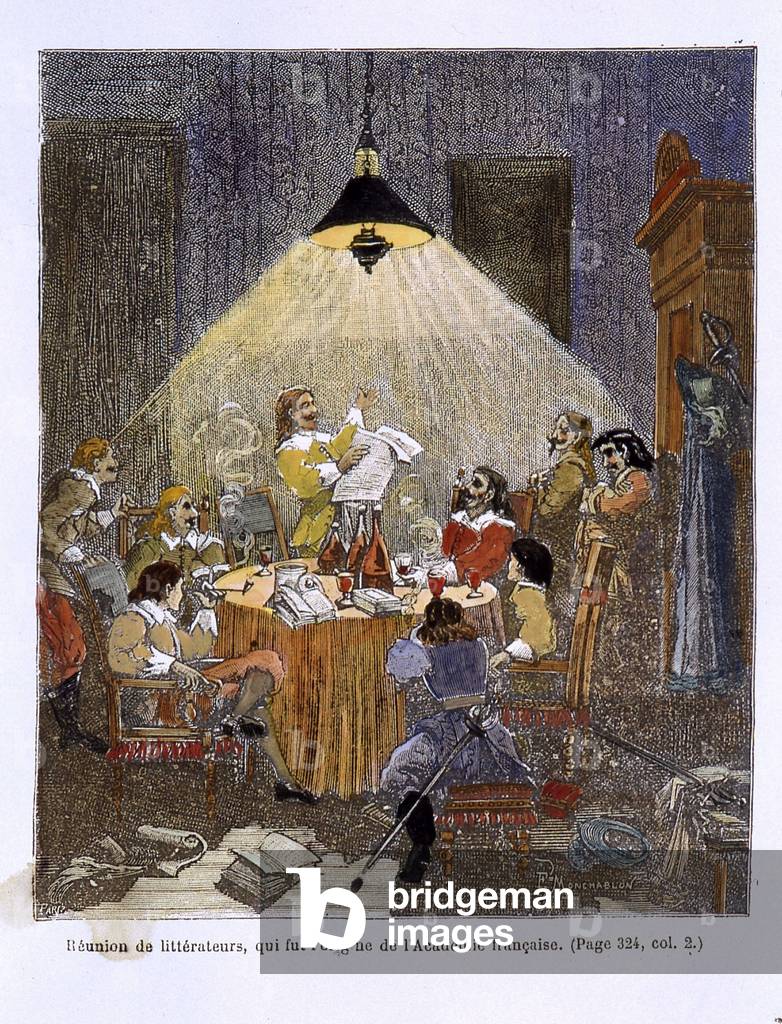 A meeting of literators, which was the origin of the French Academy, 17th century