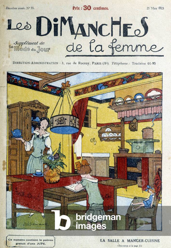 The dining room-kitchen - cover of No 55 of “The Sundays of the Woman”, of 25/03/1923