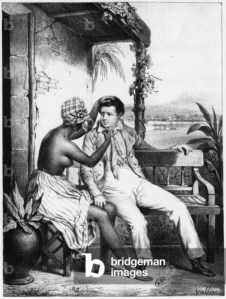 Emancipation of blacks: black woman and white man.