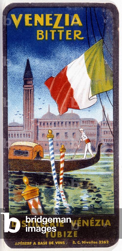 Advertising for the aperitif “Venezia Bitter”, Italian wine-based drink.