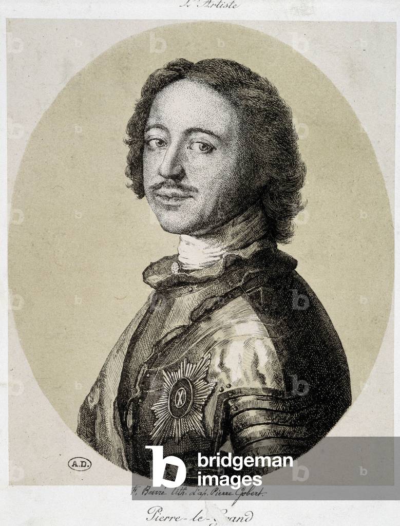 Portrait of Pierre Le Grand - engraving, 18th century
