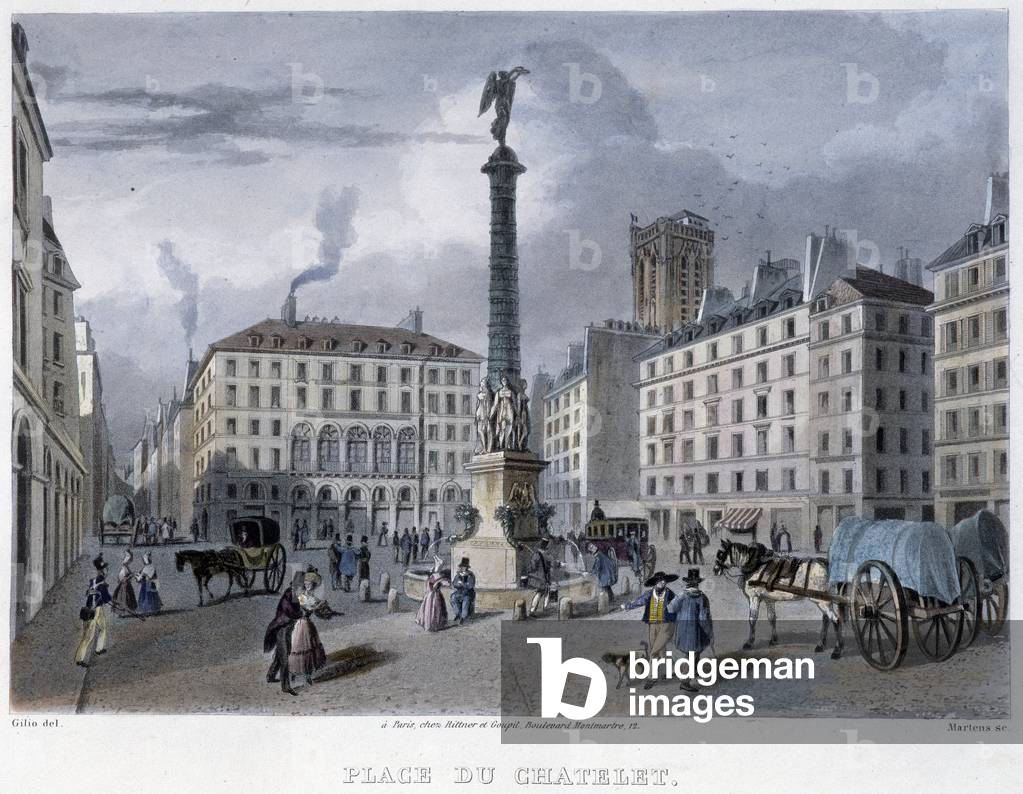 Place du Chatelet - in “” Paris en 1832” by Martens