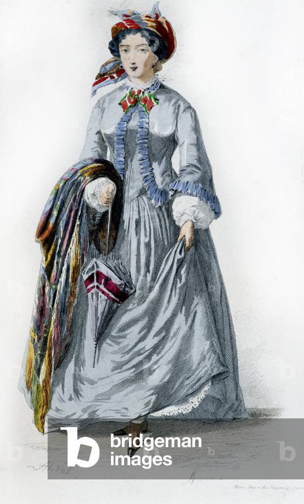 Bourgeoise de Bordeaux - engraving, 19th century