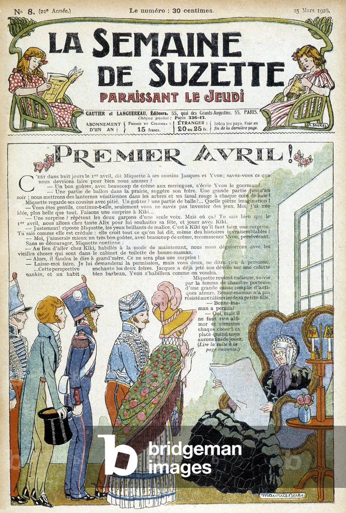 Young people visiting an elderly lady. Cover illustration of the newspaper 