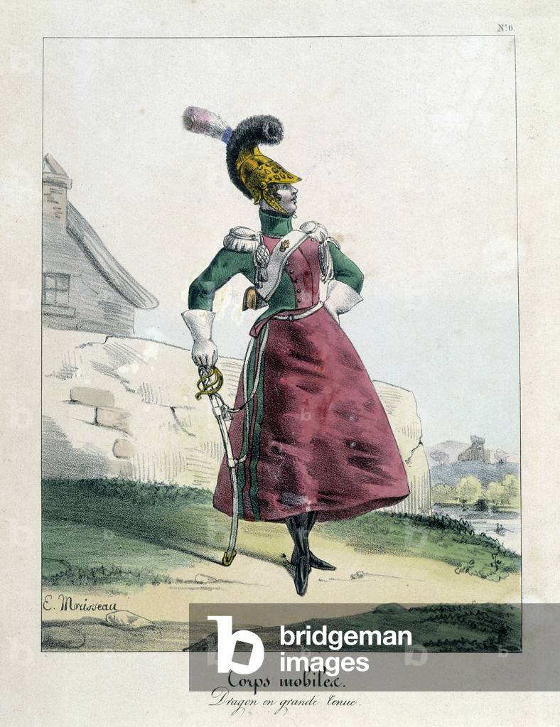 Mobile body of the Commune: dragon woman in large outfit.