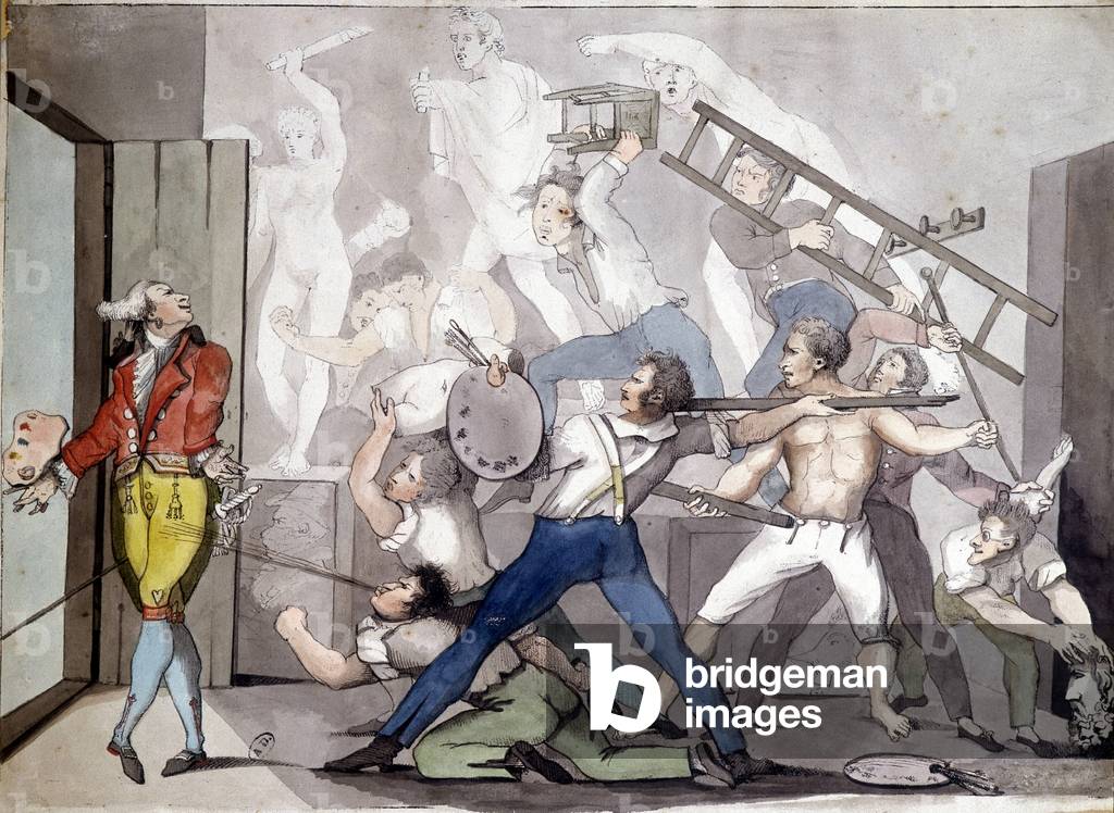 Allegory of the painter. 19th century engraving.