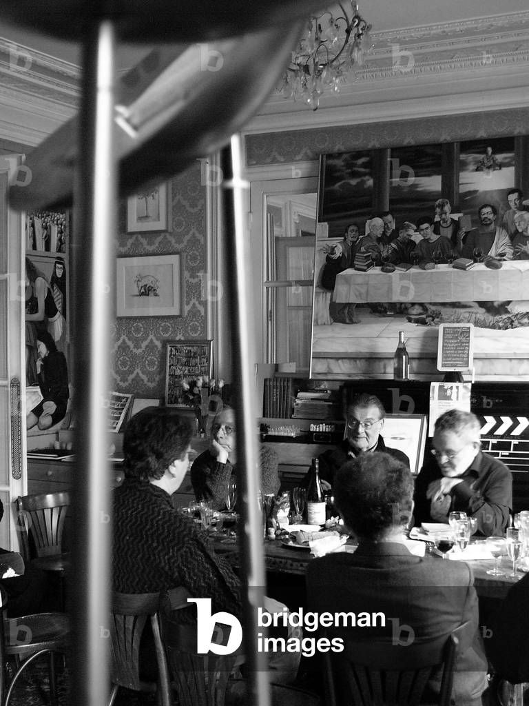 Meeting at Arrabal, Paris, March 19, 2008 (from left to right): Andre Stas (Belgian painter and collagist), Olivier O. Olivier (painter) and Fernando Arrabal (playwright). Photography Leonard de Selva, Paris 2008.