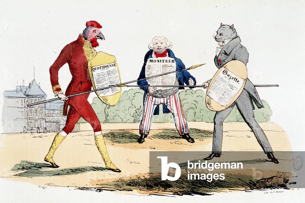 Battle singular (duel between newspapers “” La Gazette”, “” Le Moniteur” and “” Daily”) - in “” La Silhouette”””, 1830-31