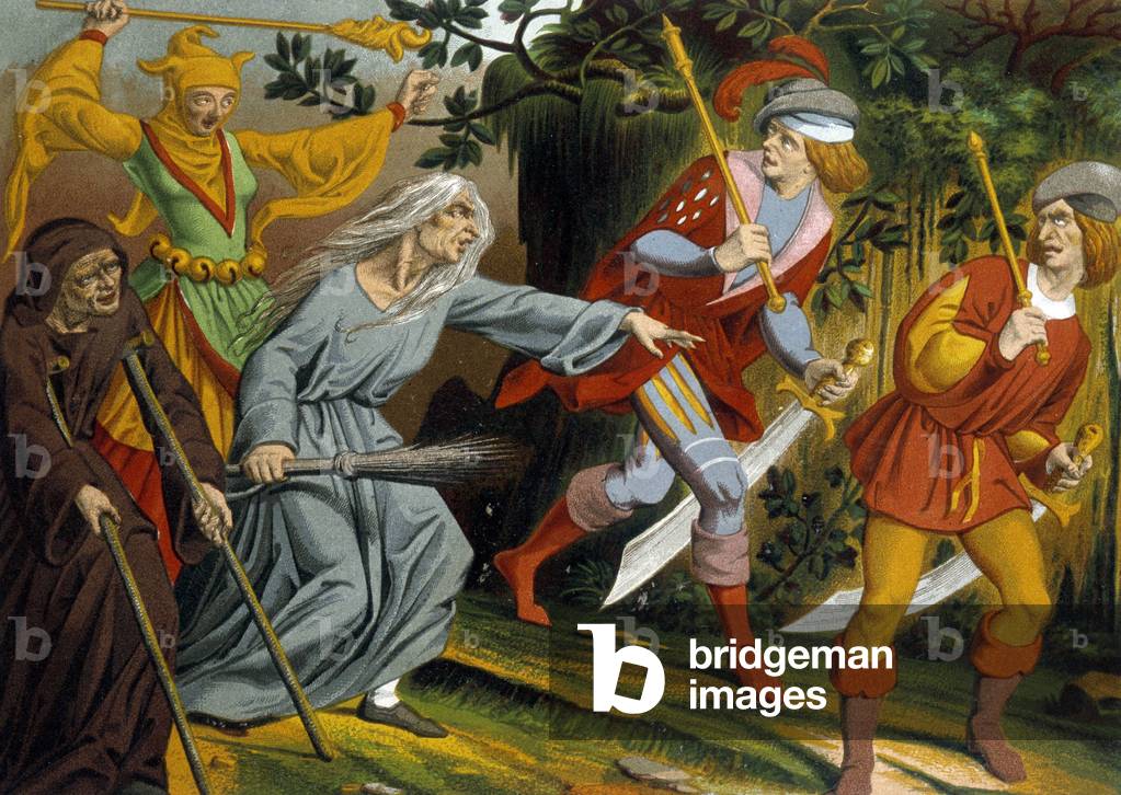 The beggar, the mad, the witch and the sergeants of arms, 15th century.