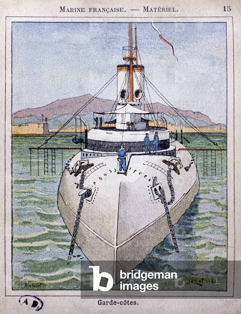 Garde Cotes - Serie marine francaise, drawing by P. Jazet, chromo., 1885
