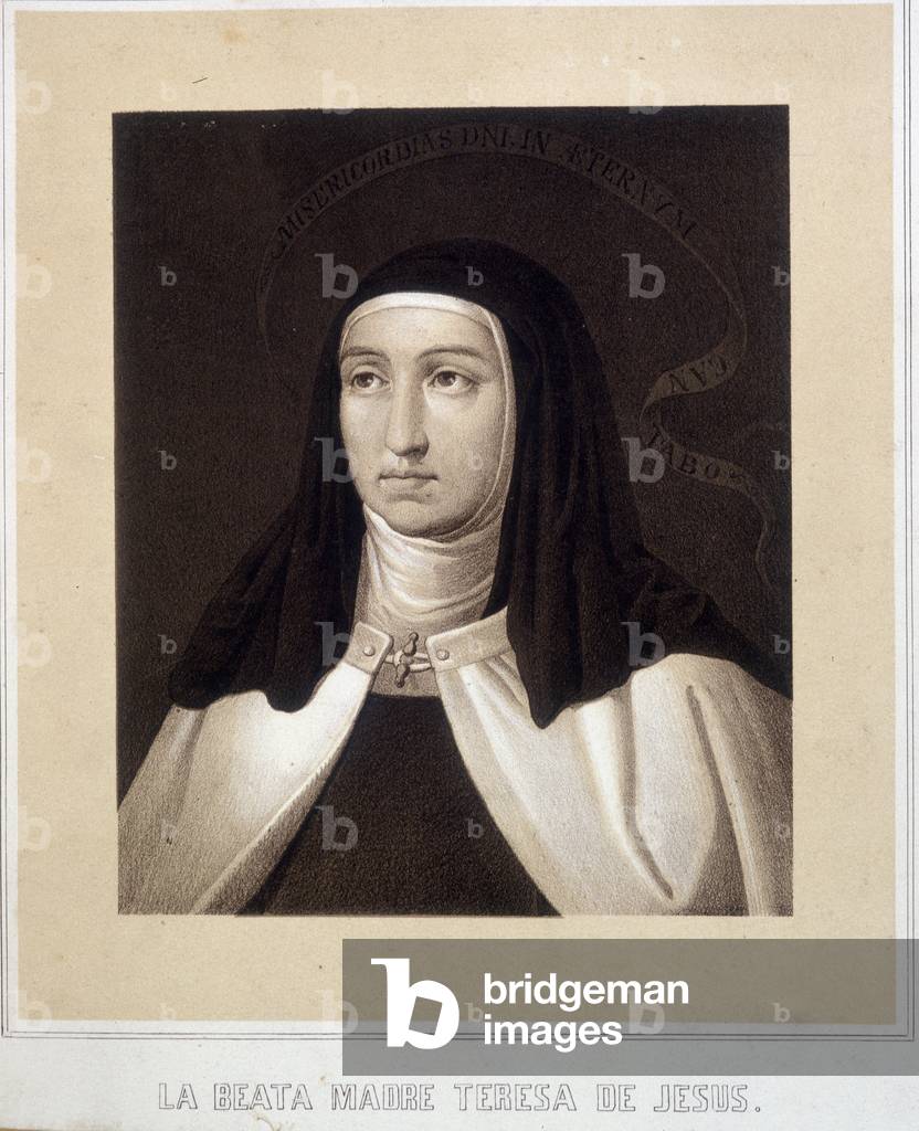 Portrait in bust of Saint Therese of Jesus (or Saint Therese of Avila) (1515-1582), engraving