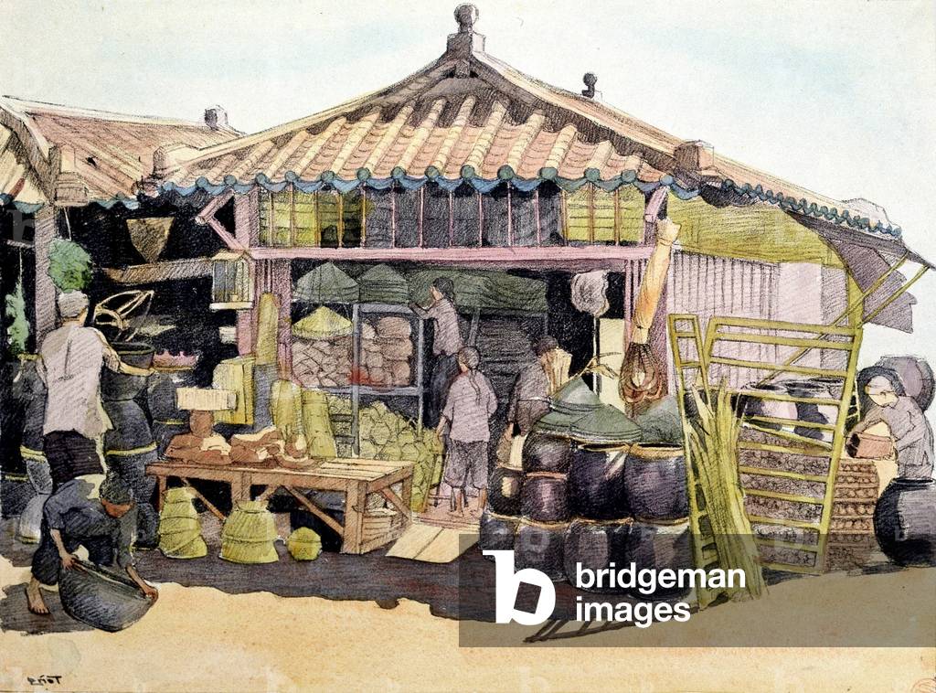 Pottery dealers, Cochinchine. Giadinh Art School, 1938. Hanoi National Library.