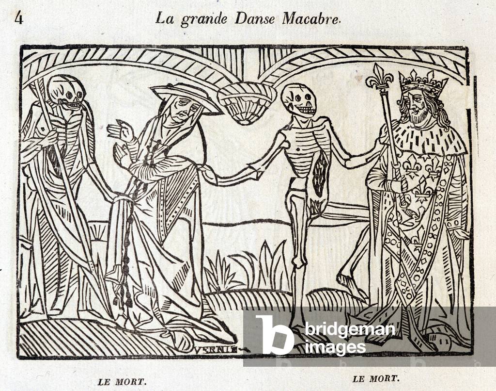 Dance macabre - engraving, 1426
