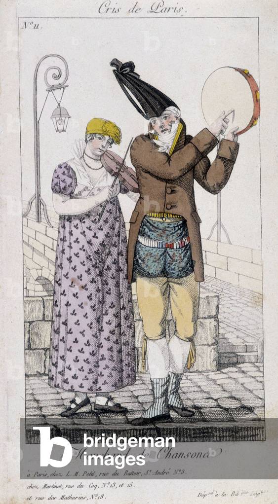 Song merchants - engraving, 19th century