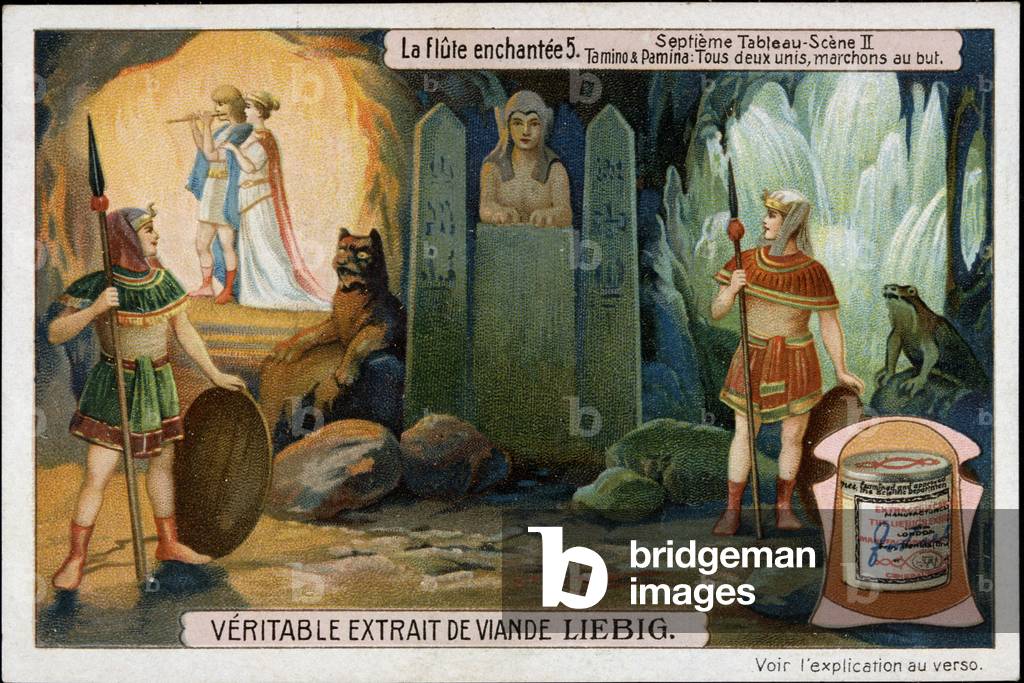 Mozart's enchanted flute: Tamino and Pamina - advertising tag Liebig, v.1900