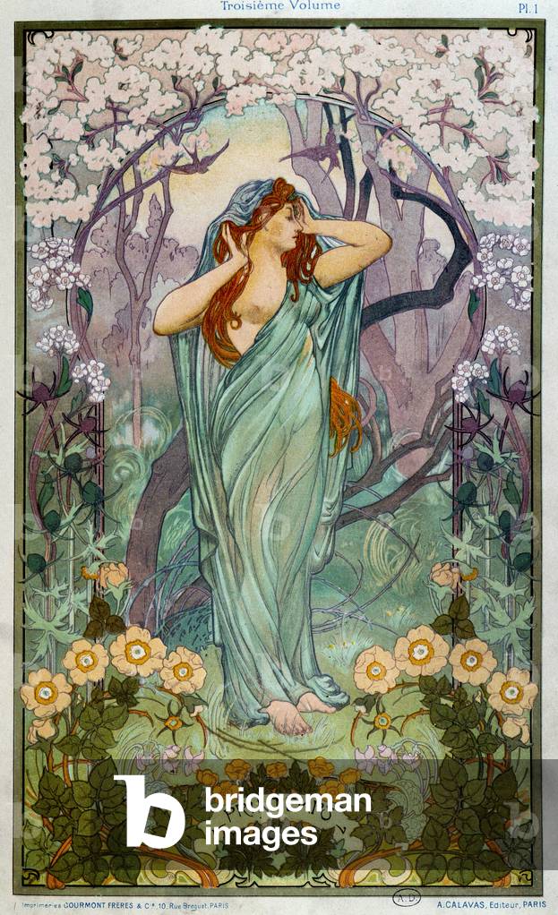 Allegorie du Printemps - drawing art deco, v.1900