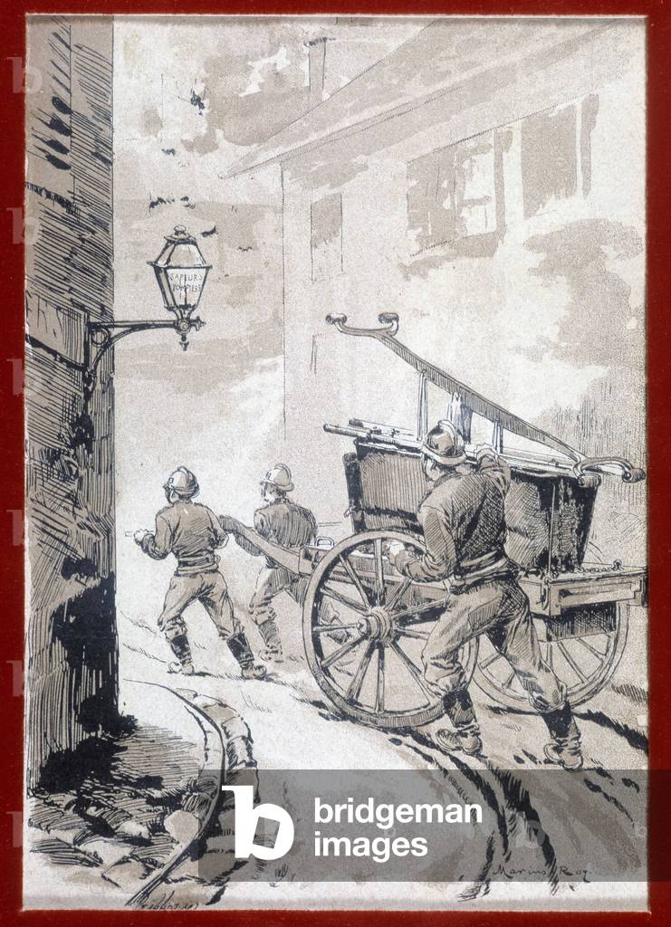 Firefighters: the departure of the post - grav., n.d.