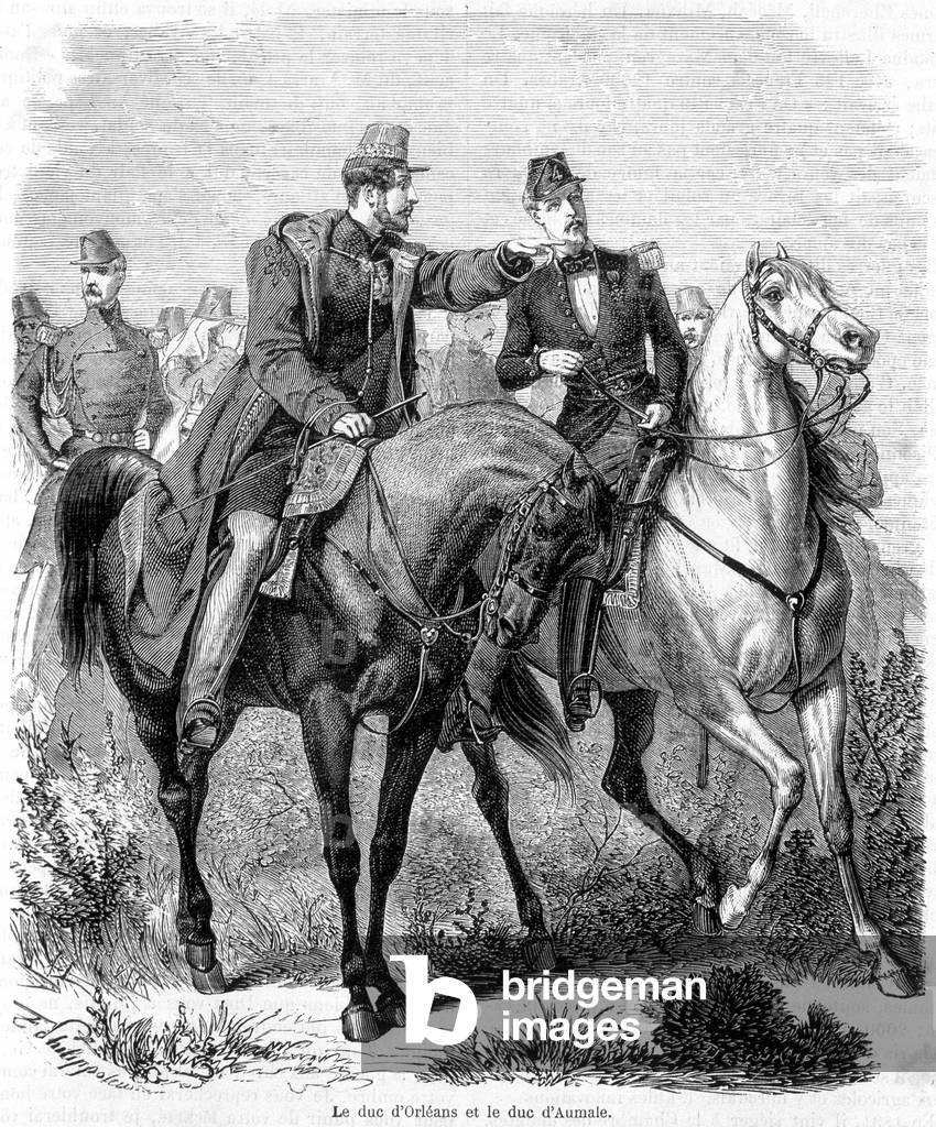 The Duke of Orléans and the Duke of Aumale in Algeria - in “” La France Populaire”” by Henri Martin, 19th century