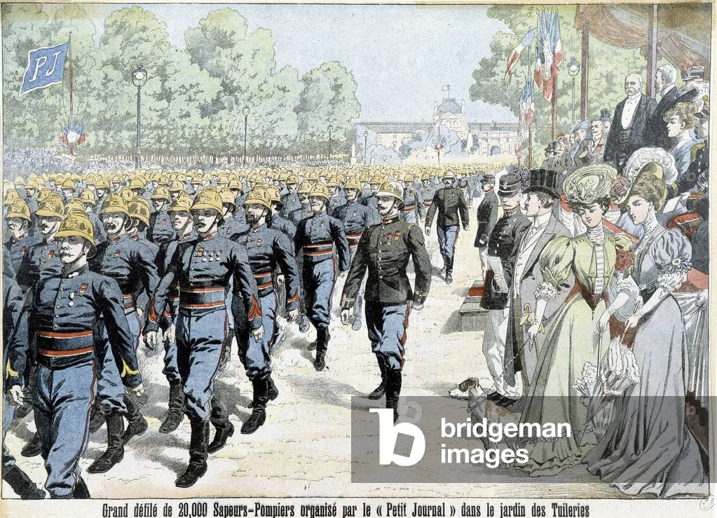 Grand parade of the Firefighters organized by the small newspaper in the garden of the Tuileries - in 