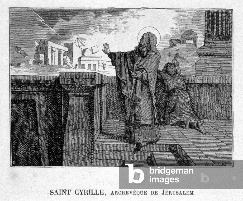 Saint Cyril, Archbishop of Jerusalem. 19th century engraving.