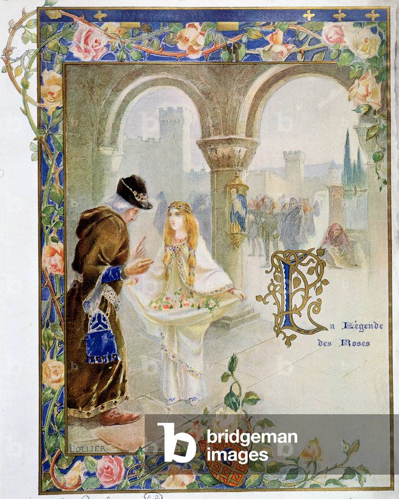 Man and Saint Roseline wearing roses, 