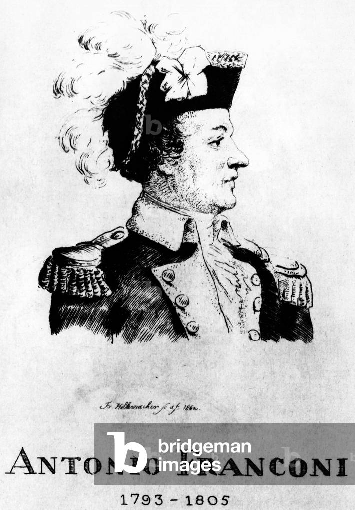 Circus: Eau forte by Frédéric Hillemacher, portrait of Antonio Franconi (1793-1805) - in “The Franconi Circus””.