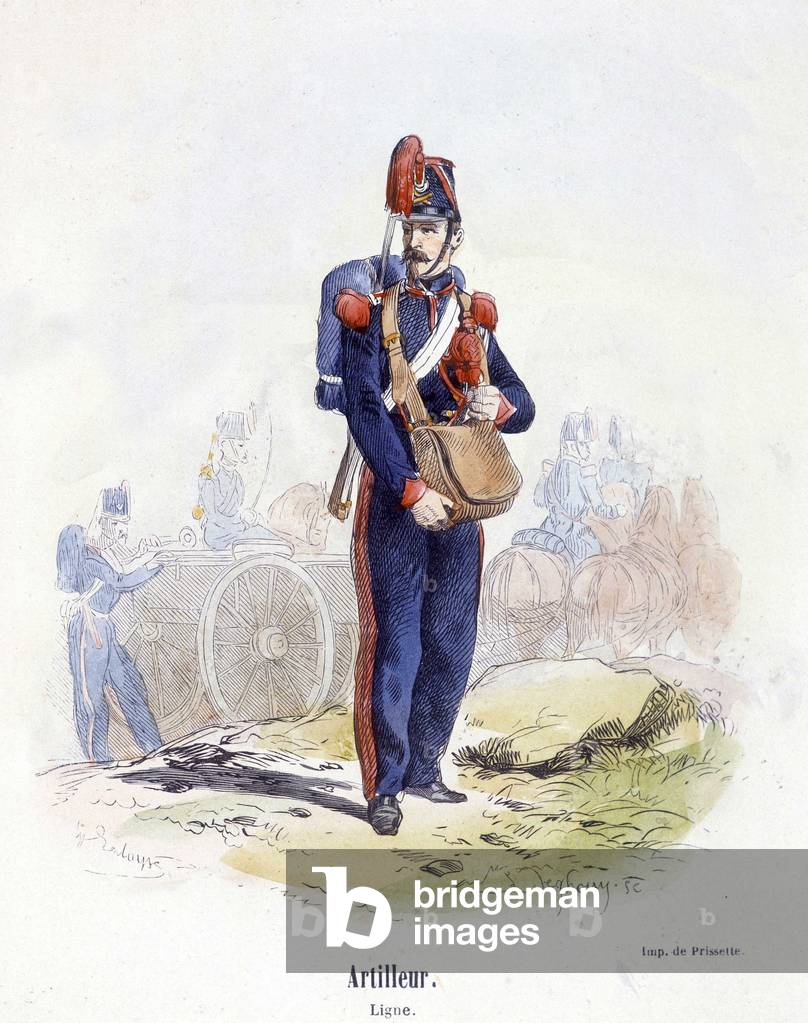 Artillleur de l'armee francaise, 1854 - in “” Histoire de l'armee””, ed. Barbier, Paris, 1858