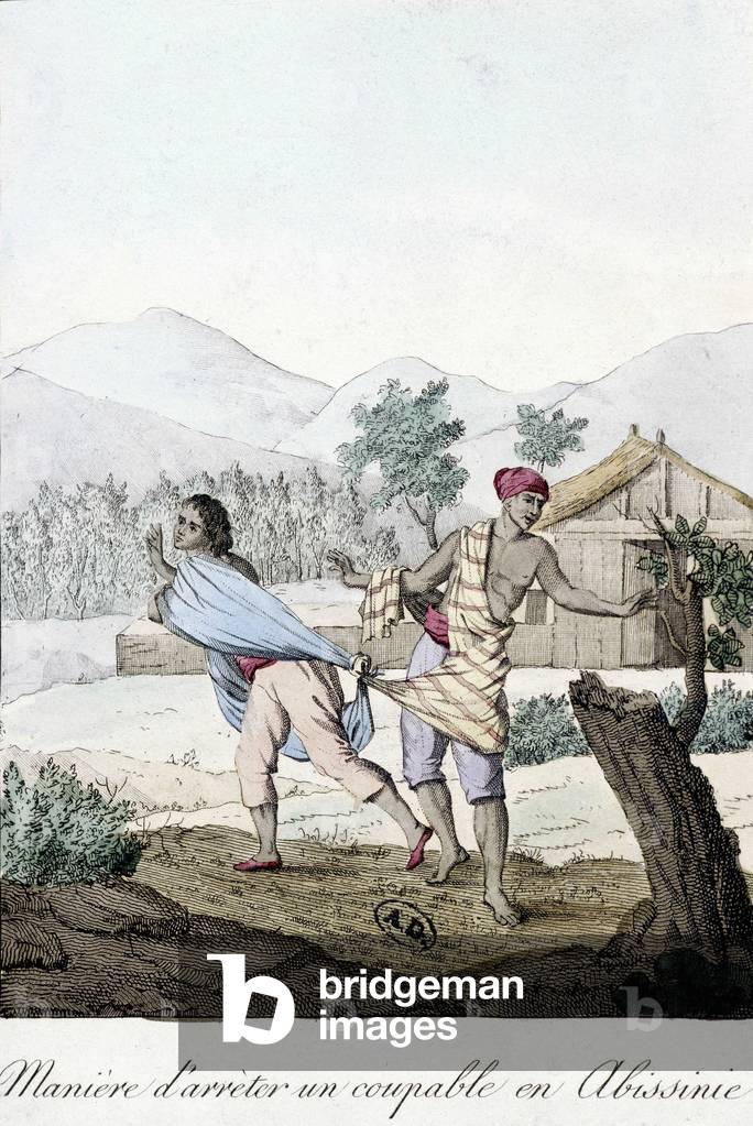 How to arrest a culprit in Abyssinia (Abissinia) - engraving, 1811