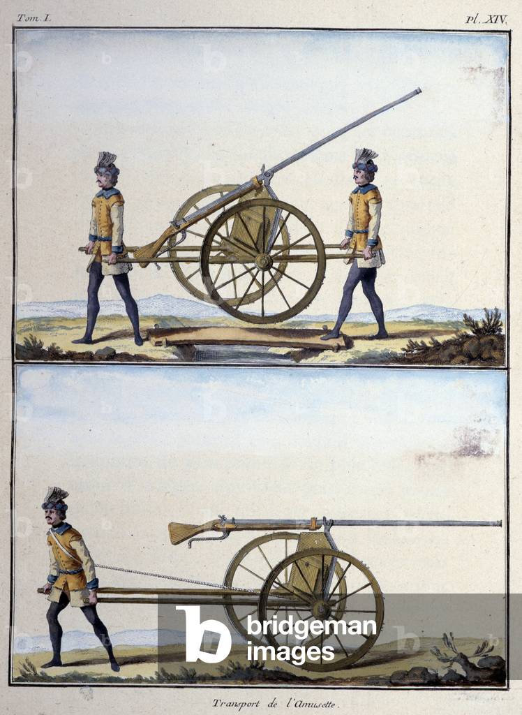Transport des Amuse (Art Maschinengewehr) - in“ Meine Träume““ durch den Grafen von Sachsen, 1757