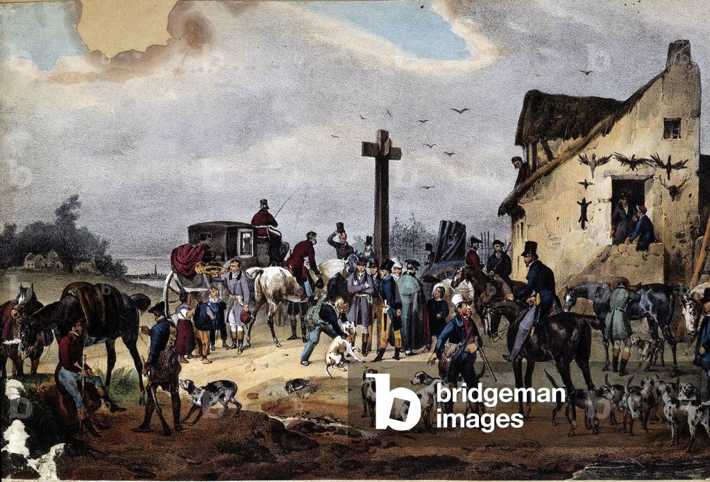 Departure for hunting (hunting), anonymous engraving, sd. v. 1850
