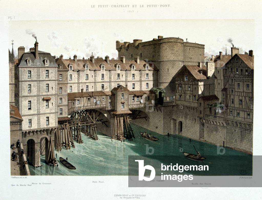 Le Peer-Châtelet et le Peer-Pont, 1717 - in “Paris à travers les ages””, 19th century