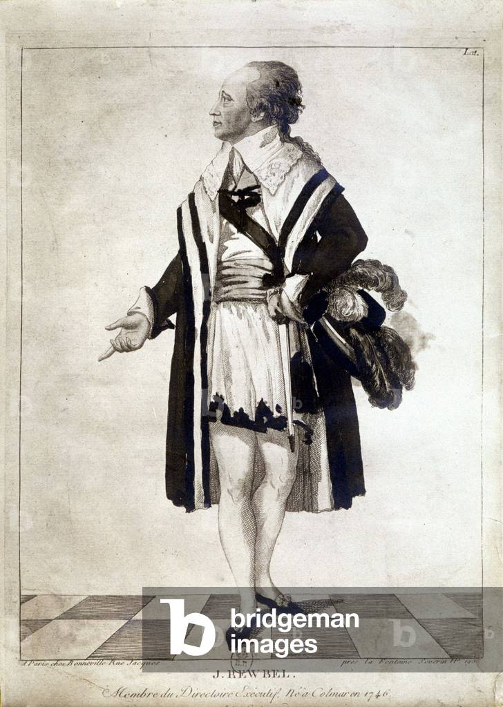 Immagine di Incisione "Portrait en pied de J. Rewbel (MLA per l'Alsazia sotto la Rivoluzione)" 1701 di French 
